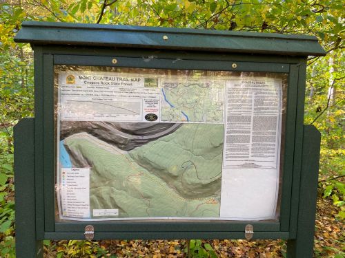 Trail map display for Mount Chateau in Chippewa National Forest, featuring terrain details and trail information.