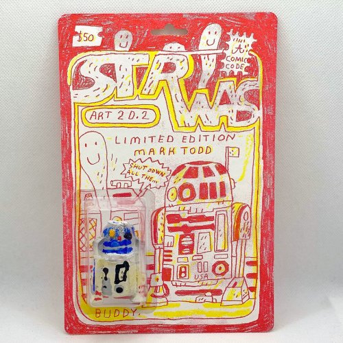 A colorful toy packaging featuring a cartoon robot and the text "STRWRS" with "Limited Edition Mark Todd" prominently displayed.