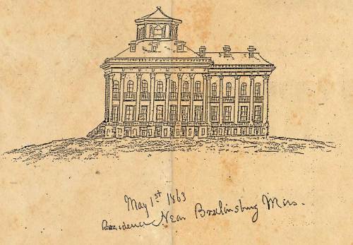Sketch of a historic building with a dome, dated May 1, 1863, located near Port Huron, Michigan.