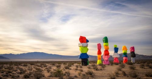 Rock formation in Nevada resembling Stonehenge at sunset