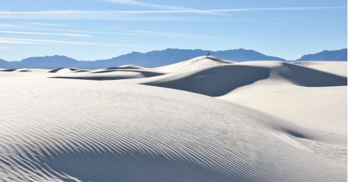Gypsum sand dunes at White Sands National Park in New Mexico.