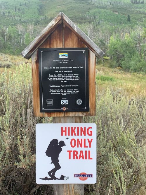 Sign for the Murdock Trail Nature Trail, indicating it's a hiking-only trail with nature information.