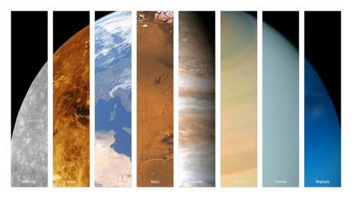 A collage of planets in our solar system, showcasing Mercury, Venus, Earth, Mars, Jupiter, Saturn, Uranus, and Neptune.