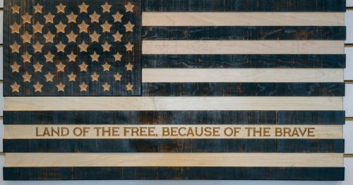 An American flag piece of art in West Virginia