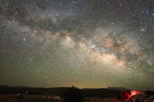 A stunning view of the Milky Way galaxy filled with stars, set against a dark night sky.