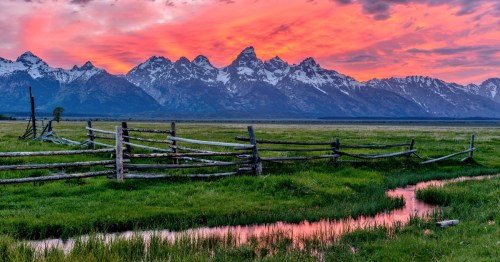 A beautiful sunset in rural Wyoming near the Tetons.