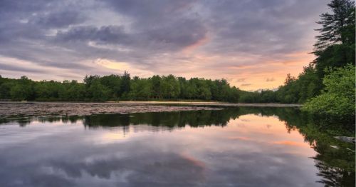 Sunset at Laurel Lake Pennsylvania surrounded by forest