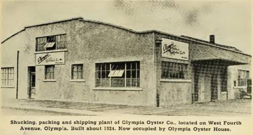 Historic building of Olympia Oyster Co. on West Fourth Avenue, Olympia, built around 1924, now home to Olympia Oyster House.