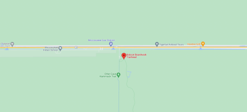 Map showing the location of the Becker Basaltic Trailhead, with nearby roads and landmarks.