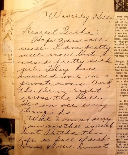 A handwritten letter on aged paper, expressing concern for a sick girl named Bertha.