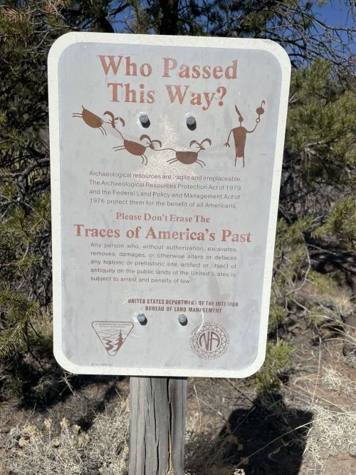 Sign warning against disturbing archaeological resources, emphasizing the importance of preserving America's past.