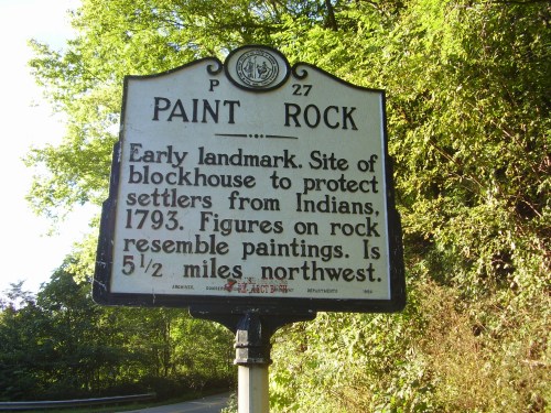 Historical marker for Paint Rock, noting its significance and distance from the location.
