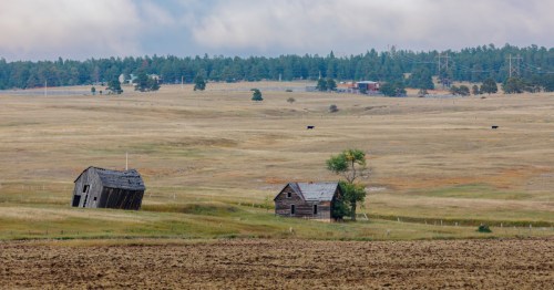 rolling fields of rural Newcastle, Wyoming