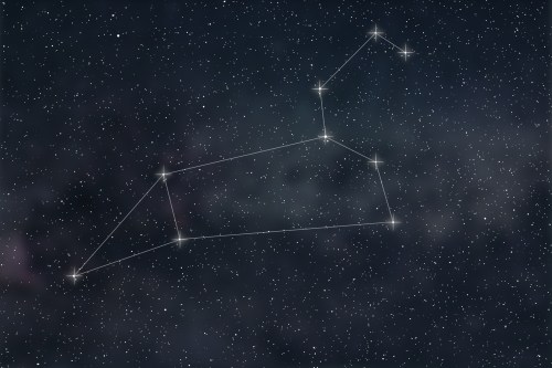 A starry night sky featuring the constellation Ursa Major, outlined by bright stars against a dark background.