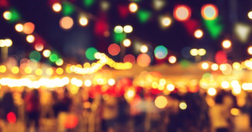 A bokeh effect on Christmas lights.