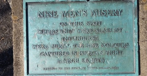 Bronze plaque commemorating the burial site of nine soldiers killed by Indians in Purcell's Fight, March 26, 1876.