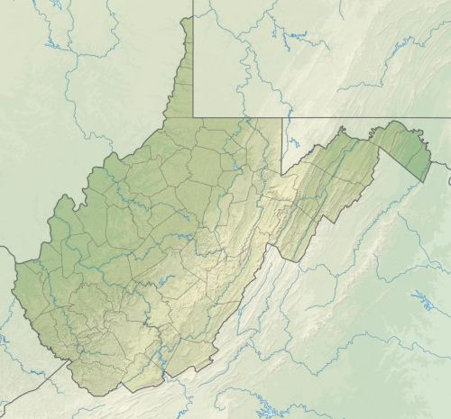 Map of West Virginia showing topographical features and surrounding regions.