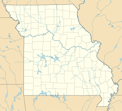 Map of Missouri showing rivers, lakes, and geographical features with a light beige background.