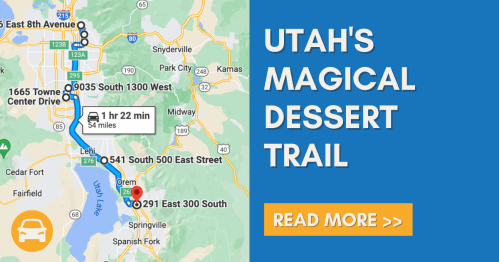 Map showing route for Utah's Magical Dessert Trail, highlighting key locations and travel time.