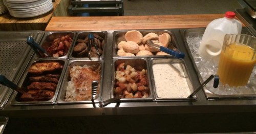 breakfast items on the buffet line at dutch pantry in oklahoma