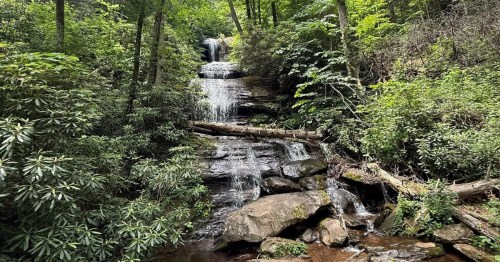 view of lower desoto falls in georgia