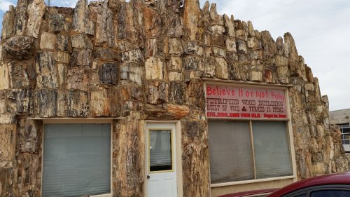 A building with a unique, textured stone facade and a sign reading "Believe It or Not!" in bold letters.