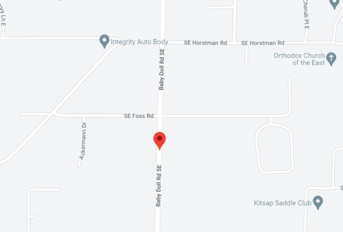 Map showing a location marked with a red pin on Baby Doll Rd SE, near SE Foss Rd and SE Horstman Rd.