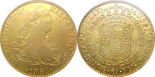 Gold coin from 1795 featuring a portrait on one side and a coat of arms on the other.