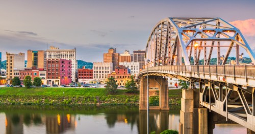 Looking across the river toward the Charleston, West Virginia, skyline.