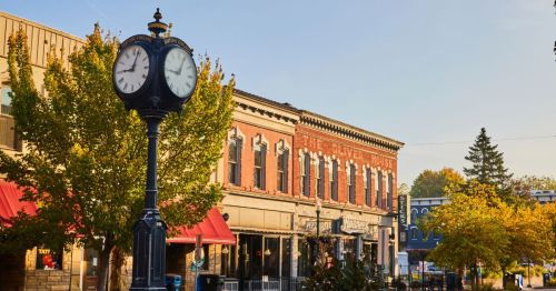 Historic Plymouth Street in Michigan during fall