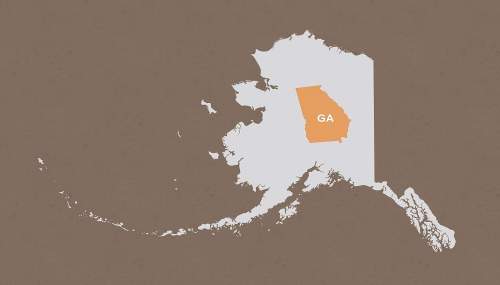 Map of Alaska with the state of Georgia highlighted in orange, showing its location within Alaska's outline.