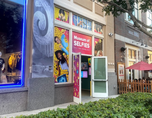 Entrance to the Museum of Selfies, featuring colorful signage and an inviting atmosphere.
