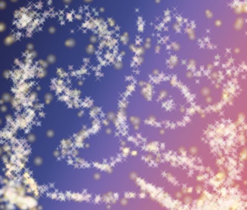 A dreamy background of shimmering stars and sparkles against a gradient blue and pink backdrop.