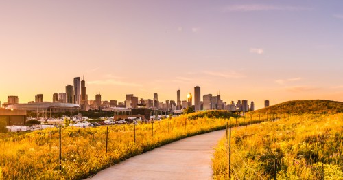 Chicago landscape shot at sunset.