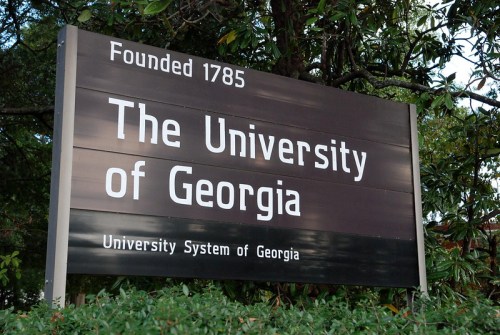 Sign for The University of Georgia, established in 1785, part of the University System of Georgia.