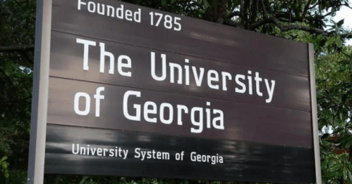 Sign for The University of Georgia, established in 1785, part of the University System of Georgia.