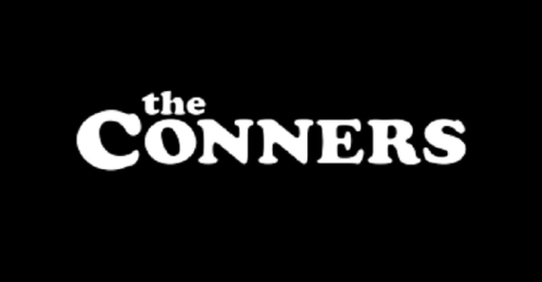 Logo of "The Conners" in bold white text on a black background.