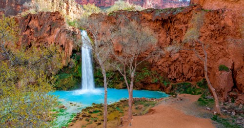 the magnificent havasu falls at supai village in the grand canyon arizona