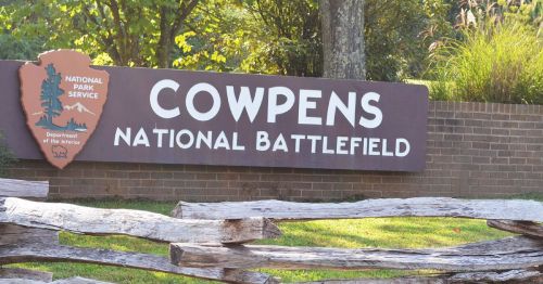 A sign for Cowpens National Battlefield in South Carolina