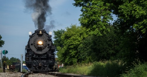 a locomotive down the tracks in owosso michigan