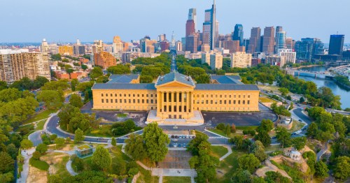 aerial shot of the philadelphia museum of art, pa