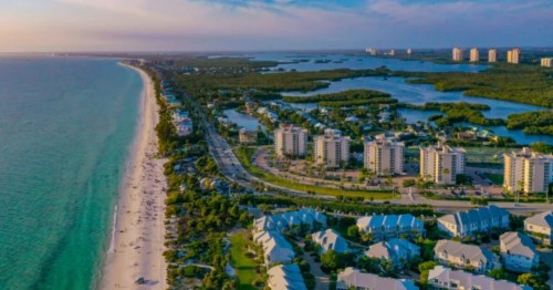 aerial shot of bonita springs in florida