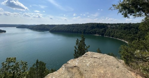 dale hollow lake as seen from a rock overlook in kentucky