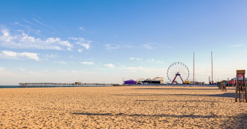 view of the ocean city beach and boardwalk in maryland