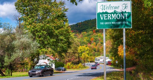 The Welcome to Vermont sign in Vermont.