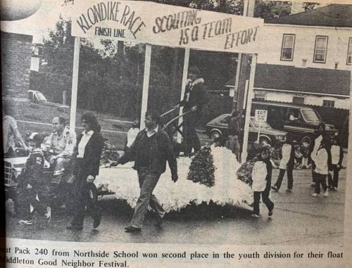 A parade float from Northside School's Pack 240, celebrating teamwork at the Middleton Good Neighbor Festival.