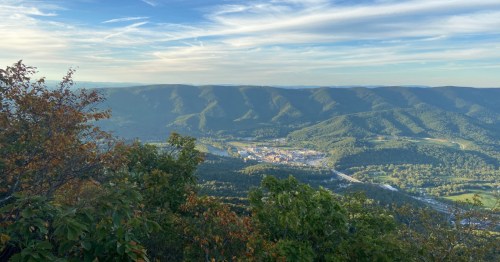 view of Pearisburg, VA, an amish town, from Angel's Rest