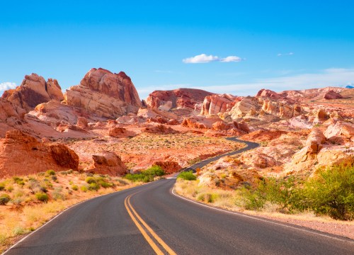 Scenic road through Valley of Fire State Park in Nevada