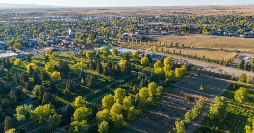 aerial shot of laramie wyoming