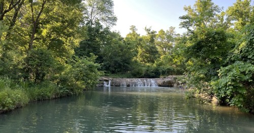 Little Niagra Falls, a crystal clear swimming hole in Oklahoma.